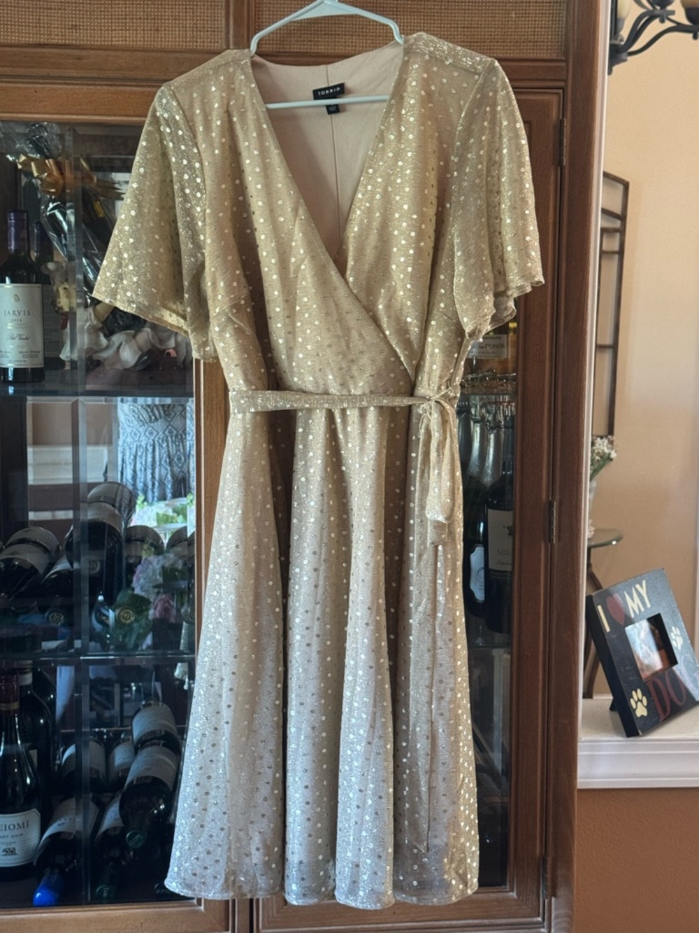 torrid Gold Sequin Wrap Midi Dress